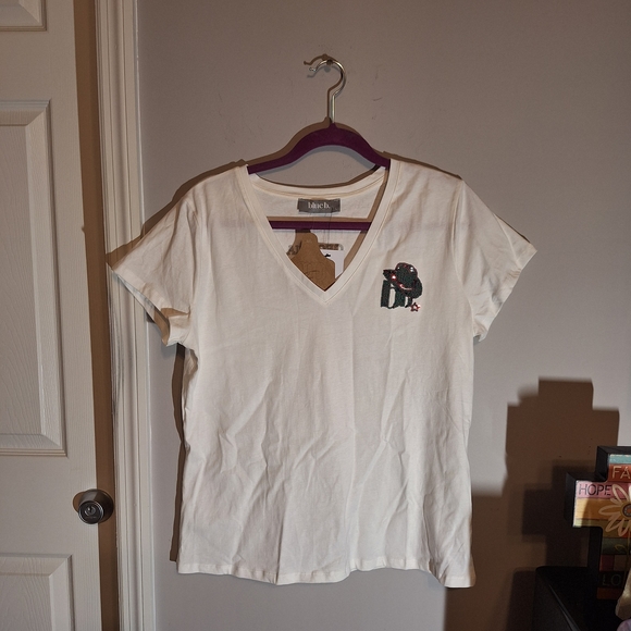 Blue B Collection Tops - Blue B Collection Women's White Short Sleeve Tee With Vibrant Sequin & Fringe